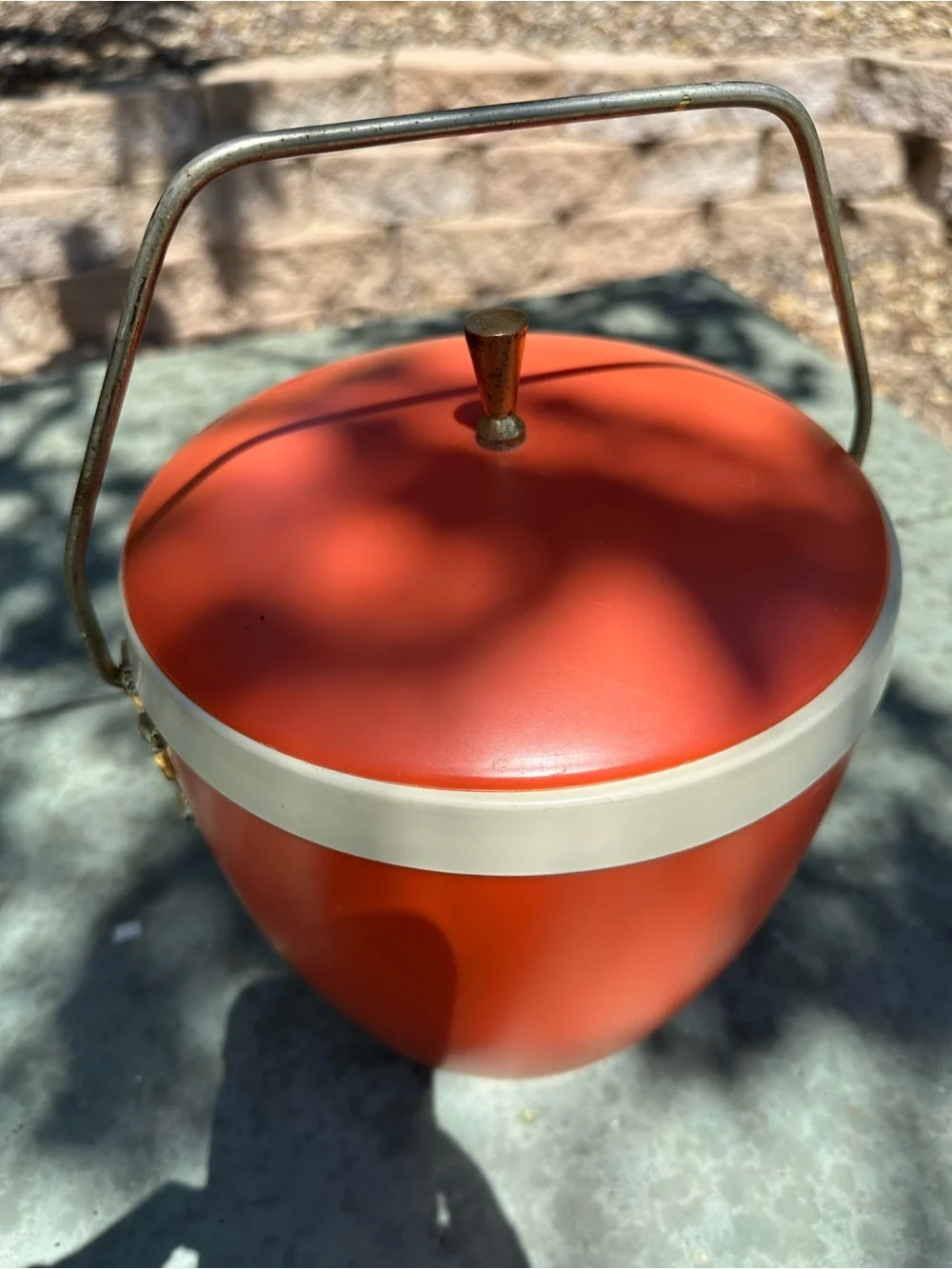 Mid-century MCM Orange Vintage Long Horn Ice Bucket